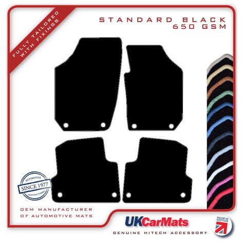 Skoda Fabia (Round Stud Fixings) 2007-2014 Black Tailored Carpet Car Mats HITECH