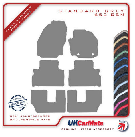 Ford S-Max (Oval Fixings) 7 Seater 2006-2011 Grey Tailored Carpet Car Mats HITECH