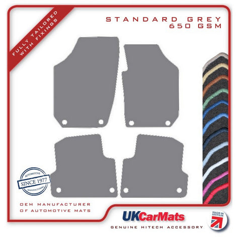 Skoda Fabia (Oval Twist Fixings) 2007-2014 Grey Tailored Carpet Car Mats HITECH