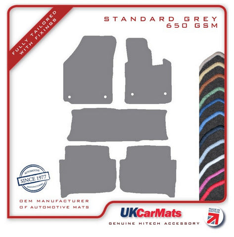 VW Touran (MPV) Oval Twist Fixings 2003-2007 Grey Tailored Carpet Car Mats HITECH