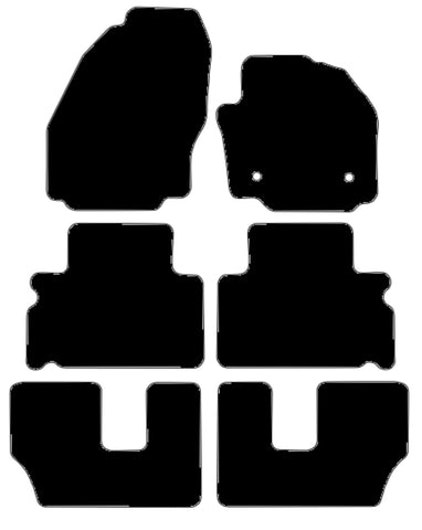 Ford Galaxy Mk3 (MPV) Round Fixings 2014-2015 Black Luxury Velour Tailored Carpet Car Mats NV HITECH