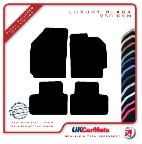 Chevrolet Matiz 2005-2009 Black Luxury Velour Tailored Car Mats HITECH