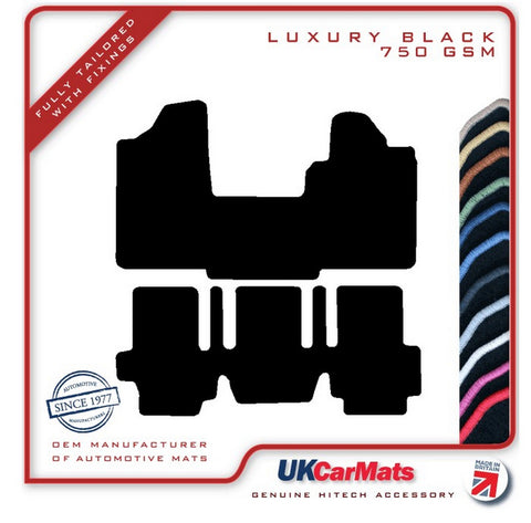 Fiat Multipla 1999-2010 Black Luxury Velour Tailored Car Mats HITECH