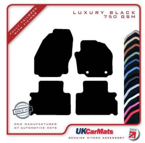 Ford S-Max (Oval Fixings) 2006-2011 Black Luxury Velour Tailored Car Mats HITECH