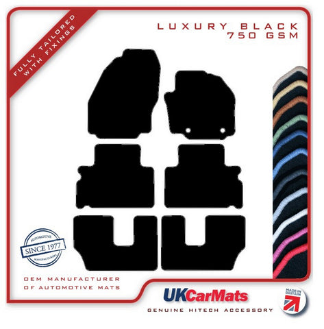 Ford S-Max (Oval Fixings) 7 Seater 2006-2011 Black Luxury Velour Tailored Car Mats HITECH
