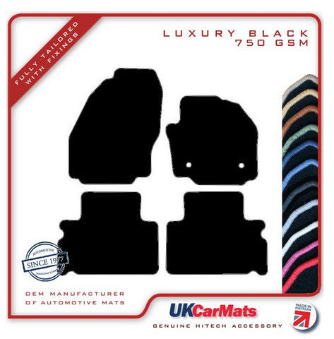 Ford S-Max (Round Fixings) 5 Seater 2011-2015 Black Luxury Velour Tailored Car Mats HITECH