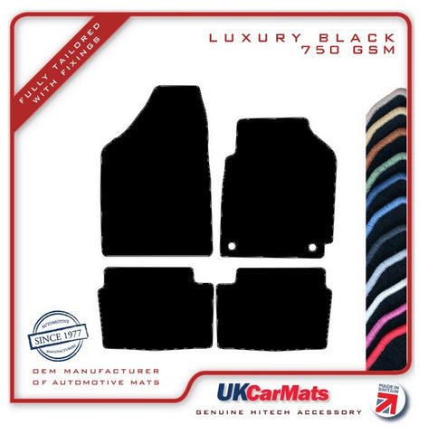 Hyundai i10 2008-2009 Black Luxury Velour Tailored Car Mats HITECH