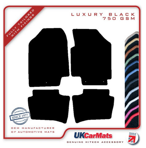 Hyundai i20 (2 Fixings) 2010-2014 Black Luxury Velour Tailored Car Mats HITECH