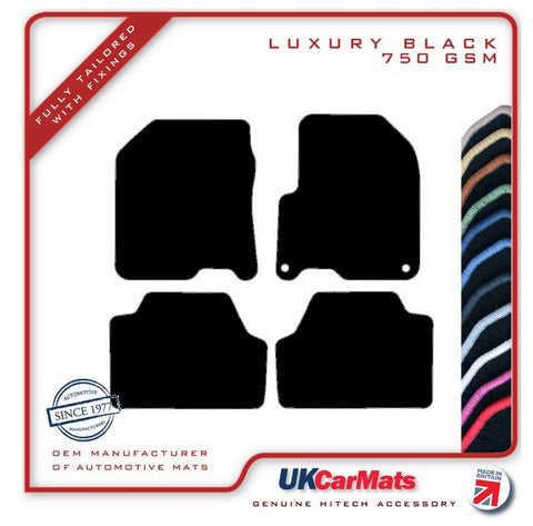 Hyundai Kona Electric 2017-2023 Black Luxury Velour Tailored Car Mats HITECH