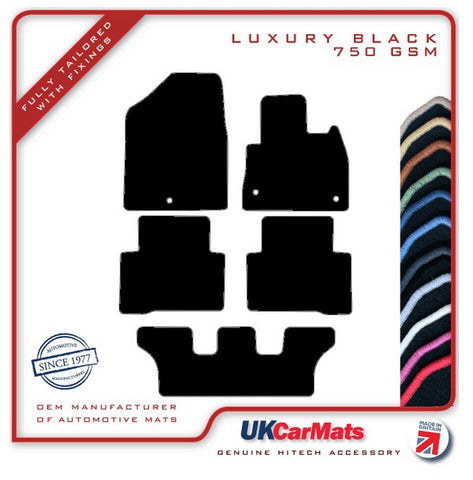 Hyundai Santa Fe (7 Seat) 2012-2018 Black Luxury Velour Tailored Car Mats HITECH