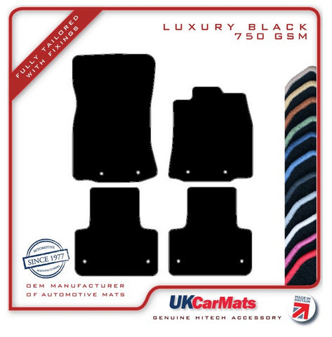 Jaguar XJ Series (X351) SWB (Eyelets Front And Rear) 2009-2019 Black Luxury Velour Tailored Car Mats HITECH
