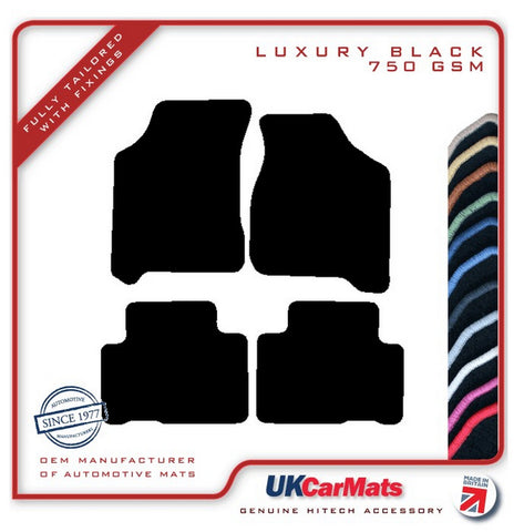 Kia Carens 2000-2006 Black Luxury Velour Tailored Car Mats HITECH