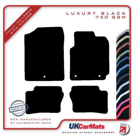 Kia Picanto 2017-2024 Black Luxury Velour Tailored Car Mats HITECH
