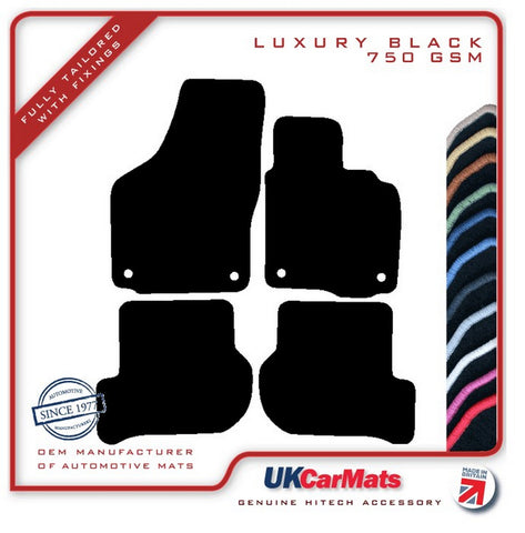 Skoda Octavia (Round Stud Fix Fronts Only) 2004-2013 Black Luxury Velour Tailored Car Mats HITECH