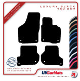 Skoda Octavia (Round Stud Fix All 4) 2004-2013 Black Luxury Velour Tailored Car Mats HITECH