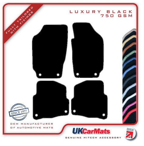 Skoda Fabia (Oval Twist Fixings) 1999-2007 Black Luxury Velour Tailored Car Mats HITECH