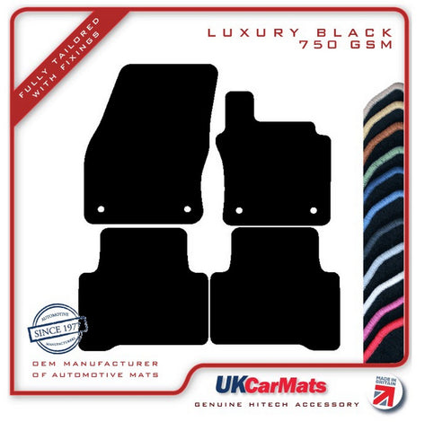 VW Touran 2015 onwards Black Luxury Velour Tailored Car Mats HITECH