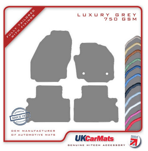 Ford S-Max (Round Fixings) 5 Seater 2011-2015 Grey Luxury Velour Tailored Car Mats HITECH