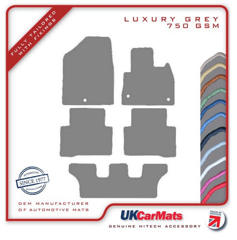 Hyundai Santa Fe (7 Seat) 2012-2018 Grey Luxury Velour Tailored Car Mats HITECH
