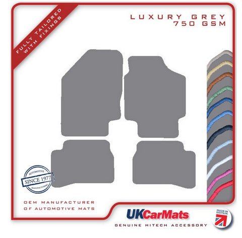 Kia Rio 2005-2009 Grey Luxury Velour Tailored Car Mats HITECH