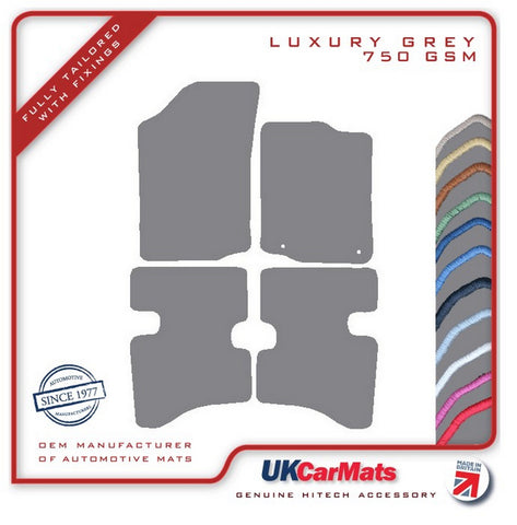 Peugeot 107 (Two Fixings Driver) 2010-2014 Grey Luxury Velour Tailored Car Mats HITECH