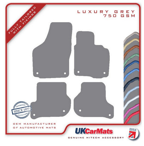 Skoda Octavia (Round Stud Fix All 4) 2004-2013 Grey Luxury Velour Tailored Car Mats HITECH
