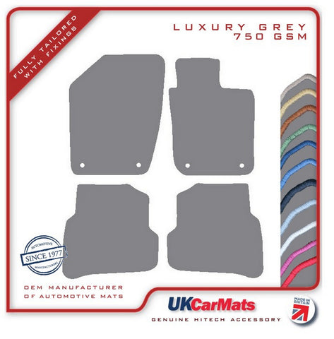 Skoda Fabia (Oval Twist Fixings) 2015-2021 Grey Luxury Velour Tailored Car Mats HITECH