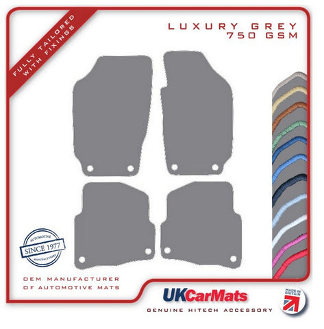 Skoda Fabia (Oval Twist Fixings) 1999-2007 Grey Luxury Velour Tailored Car Mats HITECH