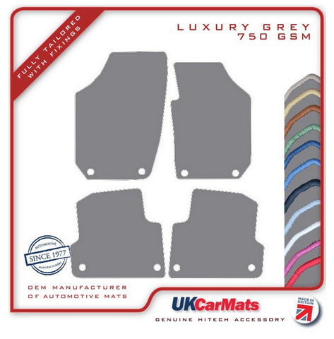 Skoda Fabia (Oval Twist Fixings) 2007-2014 Grey Luxury Velour Tailored Car Mats HITECH