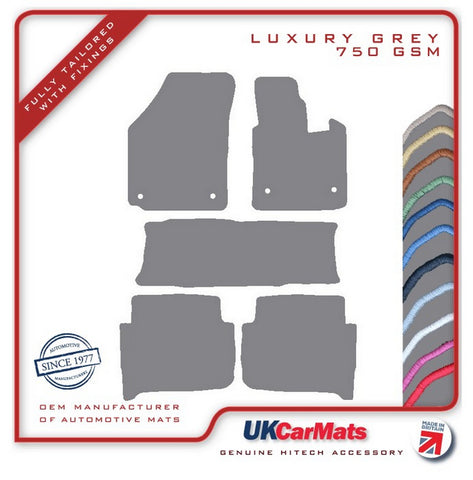 VW Touran (MPV) Oval Twist Fixings 2003-2007 Grey Luxury Velour Tailored Car Mats HITECH