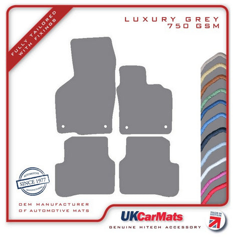 VW Passat (Round Stud Fixings) 2007-2015 Grey Luxury Velour Tailored Car Mats HITECH
