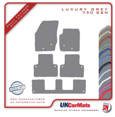 Volvo XC90 7-Seater (MPV) 2002-2015 Grey Luxury Velour Tailored Car Mats HITECH