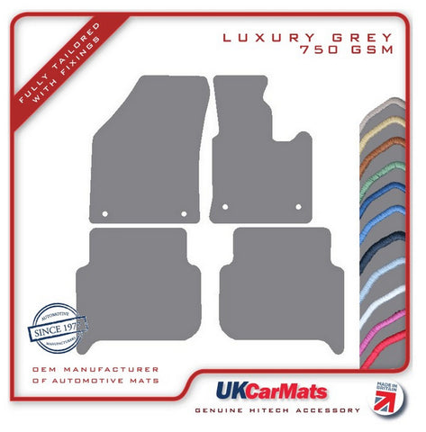 VW Touran (Round Fixings) 2007-2015 Grey Luxury Velour Tailored Car Mats HITECH
