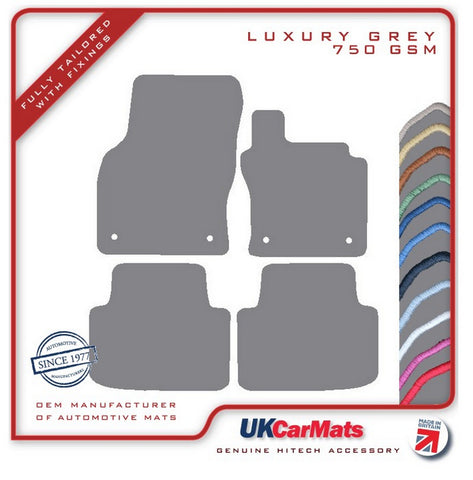 VW Passat 2015 onwards Grey Luxury Velour Tailored Car Mats HITECH