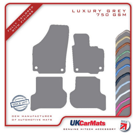 Volkswagen VW  Golf Plus (Oval Twist Head Fixings) 2005-2007 Grey Luxury Velour Tailored Car Mats HITECH