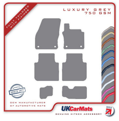 VW Tiguan LWB / Allspace 2016 onwards Grey Luxury Velour Tailored Car Mats HITECH