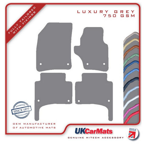 VW Touareg (1st Gen) Round Stud Fixings 2007-2010 Grey Luxury Velour Tailored Car Mats HITECH