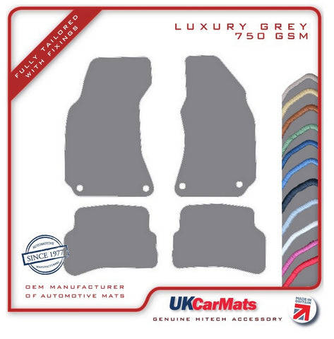 VW Passat Oval Fixings 2000-2005 Grey Luxury Velour Tailored Car Mats HITECH