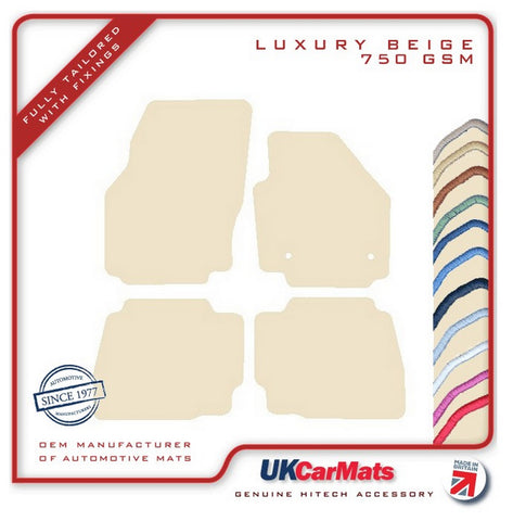 Ford Mondeo Mk4 (Round Fixings) 2012-2014 Beige Luxury Velour Tailored Car Mats HITECH