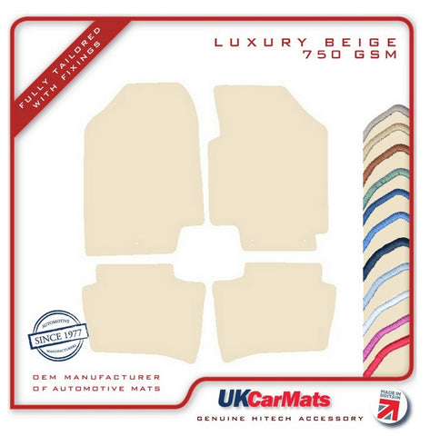 Hyundai i20 (2 Fixings) 2010-2014 Beige Luxury Velour Tailored Car Mats HITECH