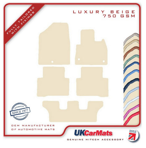 Hyundai Santa Fe (7 Seat) 2012-2018 Beige Luxury Velour Tailored Car Mats HITECH
