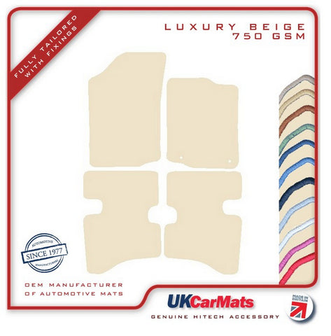 Peugeot 107 (Two Fixings Driver) 2010-2014 Beige Luxury Velour Tailored Car Mats HITECH