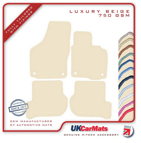 Skoda Octavia (Round Stud Fix Fronts Only) 2004-2013 Beige Luxury Velour Tailored Car Mats HITECH