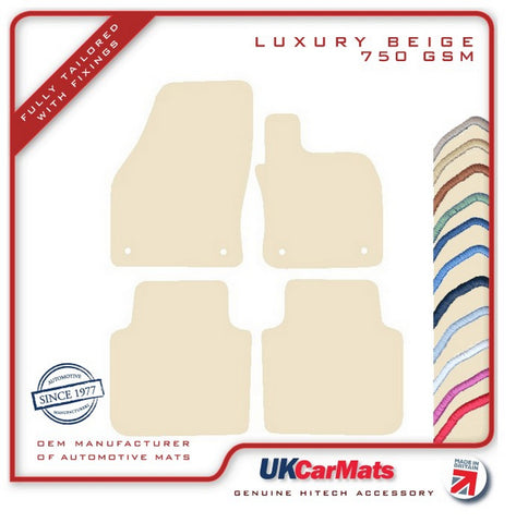 Skoda Kodiaq 2016 onwards Beige Luxury Velour Tailored Car Mats HITECH