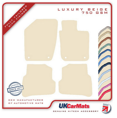 Skoda Fabia (Oval Twist Fixings) 2015-2021 Beige Luxury Velour Tailored Car Mats HITECH