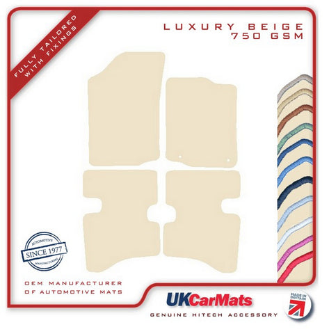 Toyota Aygo (Two Fixings Driver) 2010-2014 Beige Luxury Velour Tailored Car Mats HITECH