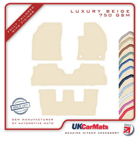 Toyota Prius Plus 2012-2020 Beige Luxury Velour Tailored Car Mats HITECH