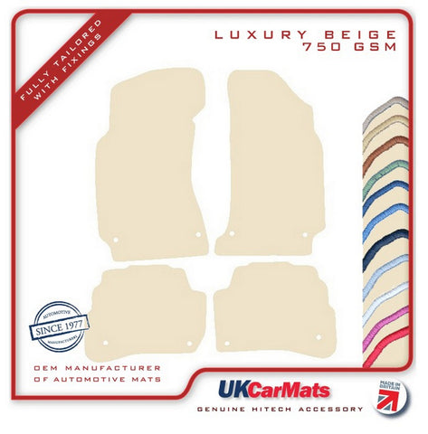 VW Passat Stud Fixing 2000-2005 Beige Luxury Velour Tailored Car Mats HITECH