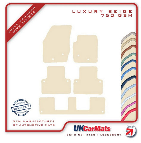 Volvo XC90 7-Seater (MPV) 2002-2015 Beige Luxury Velour Tailored Car Mats HITECH