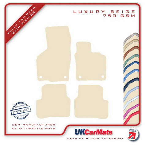 VW Passat (Oval Twist Head Fixings) 2005-2007 Beige Luxury Velour Tailored Car Mats HITECH
